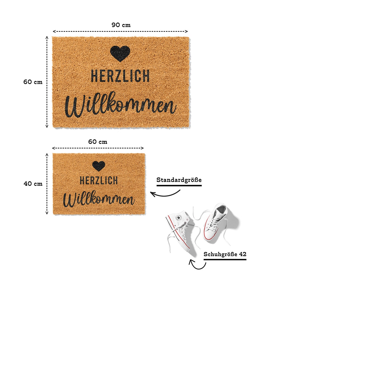 Fußmatte aus Kokos – Herzlich Willkommen mit Herz