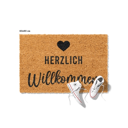 Fußmatte aus Kokos – Herzlich Willkommen mit Herz