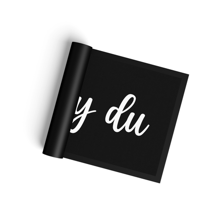 Stoff Fußmatte – „Hey du“ Schriftzug in moderner Handschrift
