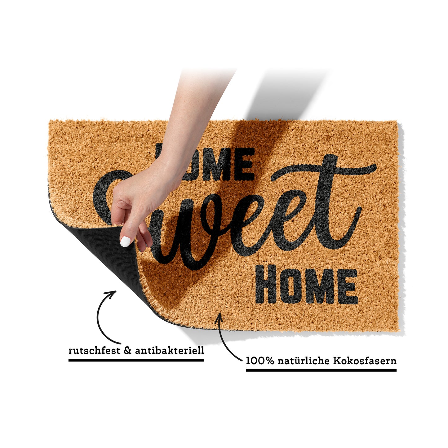 Fußmatte aus Kokos – „Home Sweet Home" Schriftzug