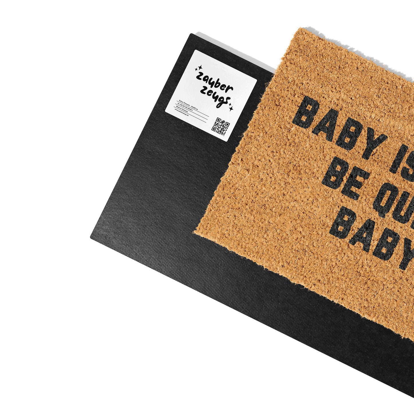 Kokosmatte mit Spruch „Baby is sleeping – Be quiet or babysit“ – Lustige Fußmatte für Eltern