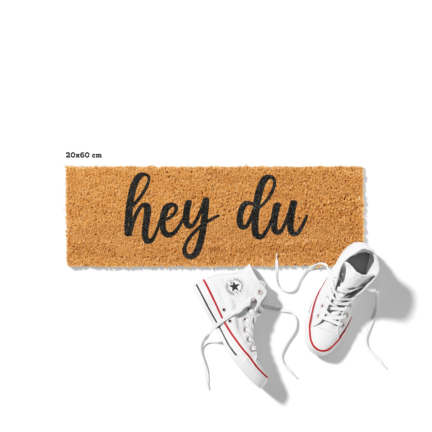 Kokosmatte mit Spruch „Hey du“ – Lustige Fußmatte für den Eingangsbereich