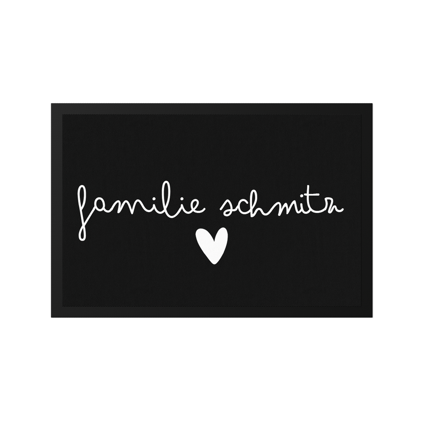 Stoff Fußmatte personalisierbar – Familienname im Scriptdesign mit Herz