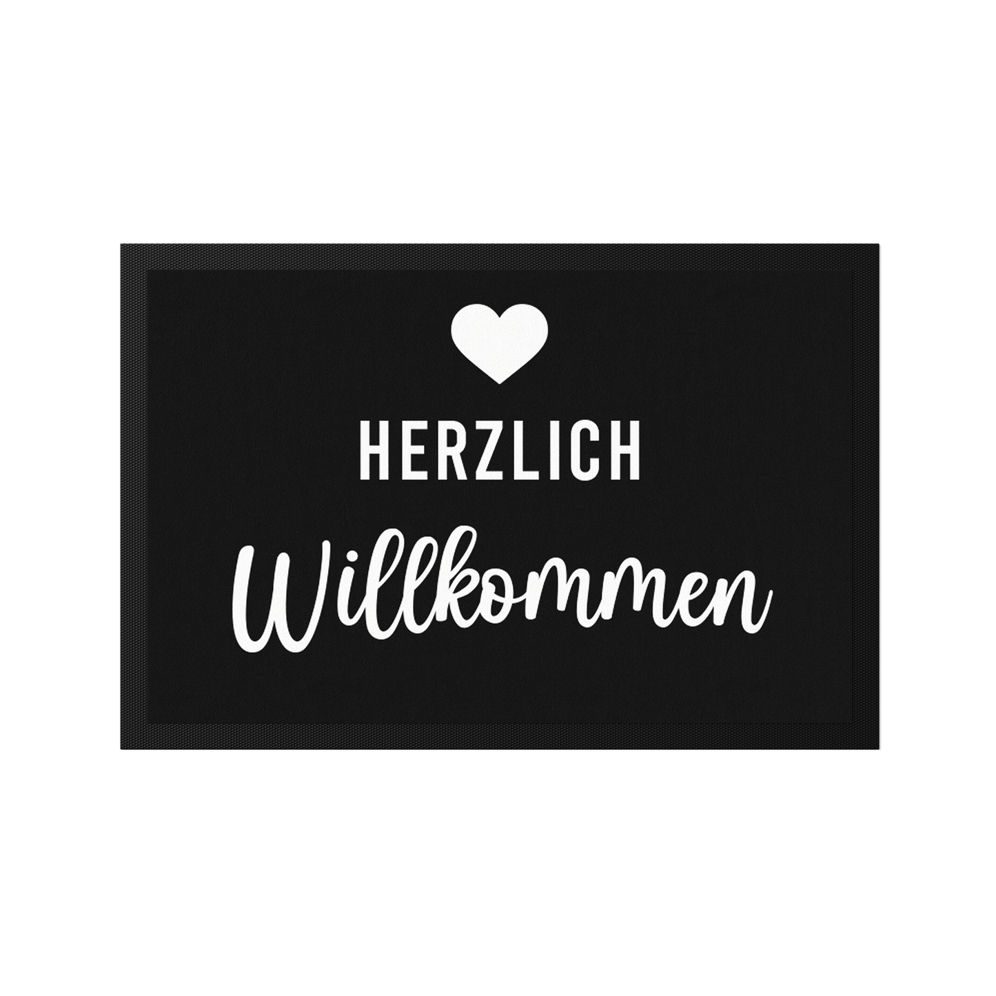 Stoff Fußmatte – „Herzlich Willkommen“ mit Herz-Detail
