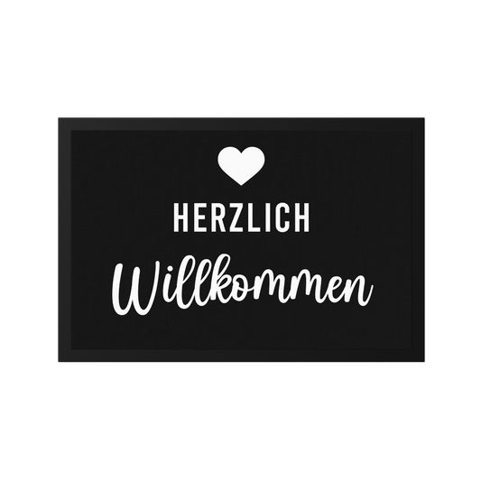 Stoff Fußmatte – „Herzlich Willkommen“ mit Herz-Detail