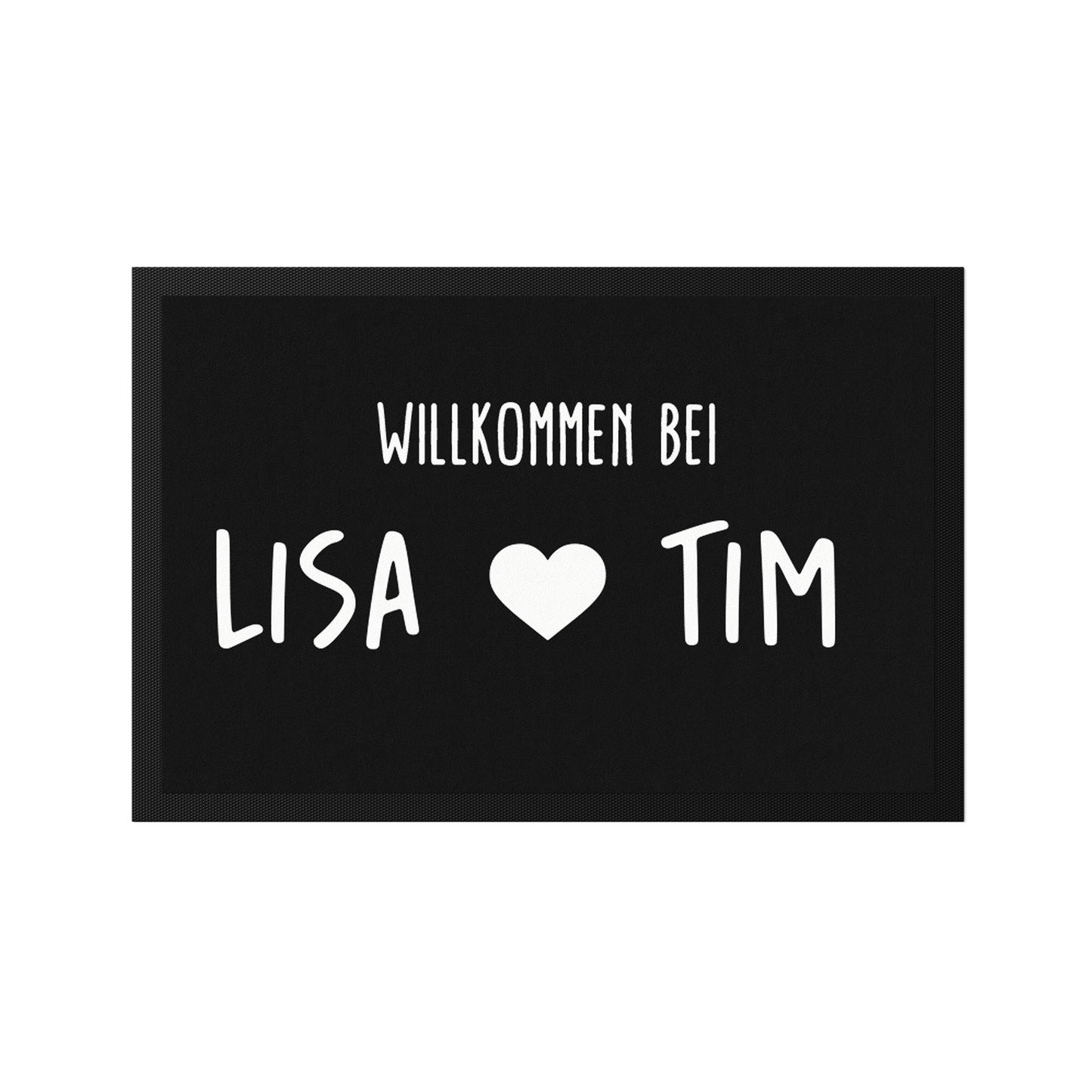 Stoff Fußmatte personalisierbar – Willkommen bei Pärchennamen mit Herz