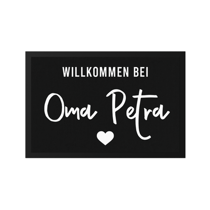Stoff Fußmatte personalisierbar – Willkommen bei Oma mit Herz