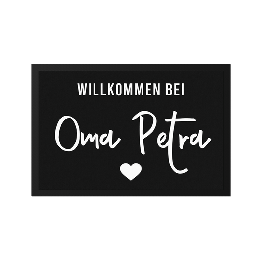 Stoff Fußmatte personalisierbar – Willkommen bei Oma mit Herz