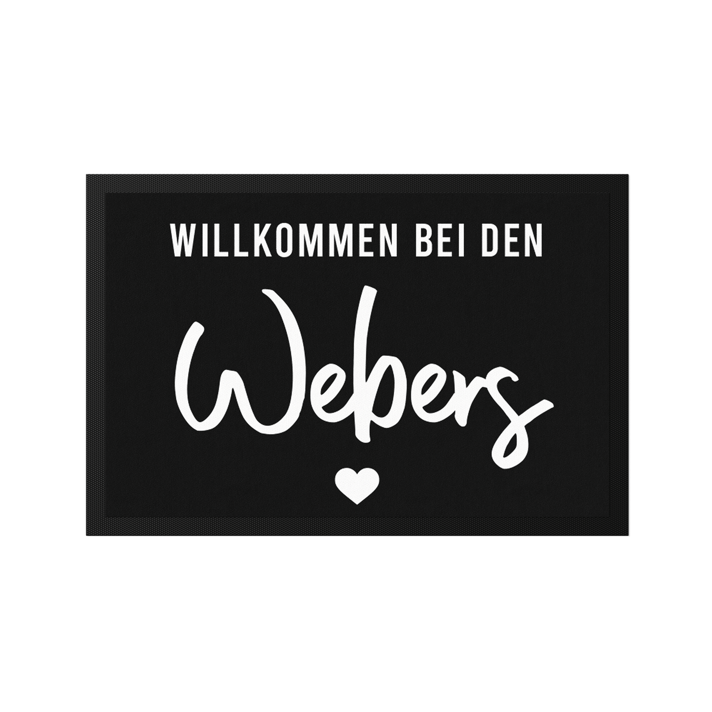 Stoff Fußmatte personalisierbar – Willkommen bei den Familienname mit Herz
