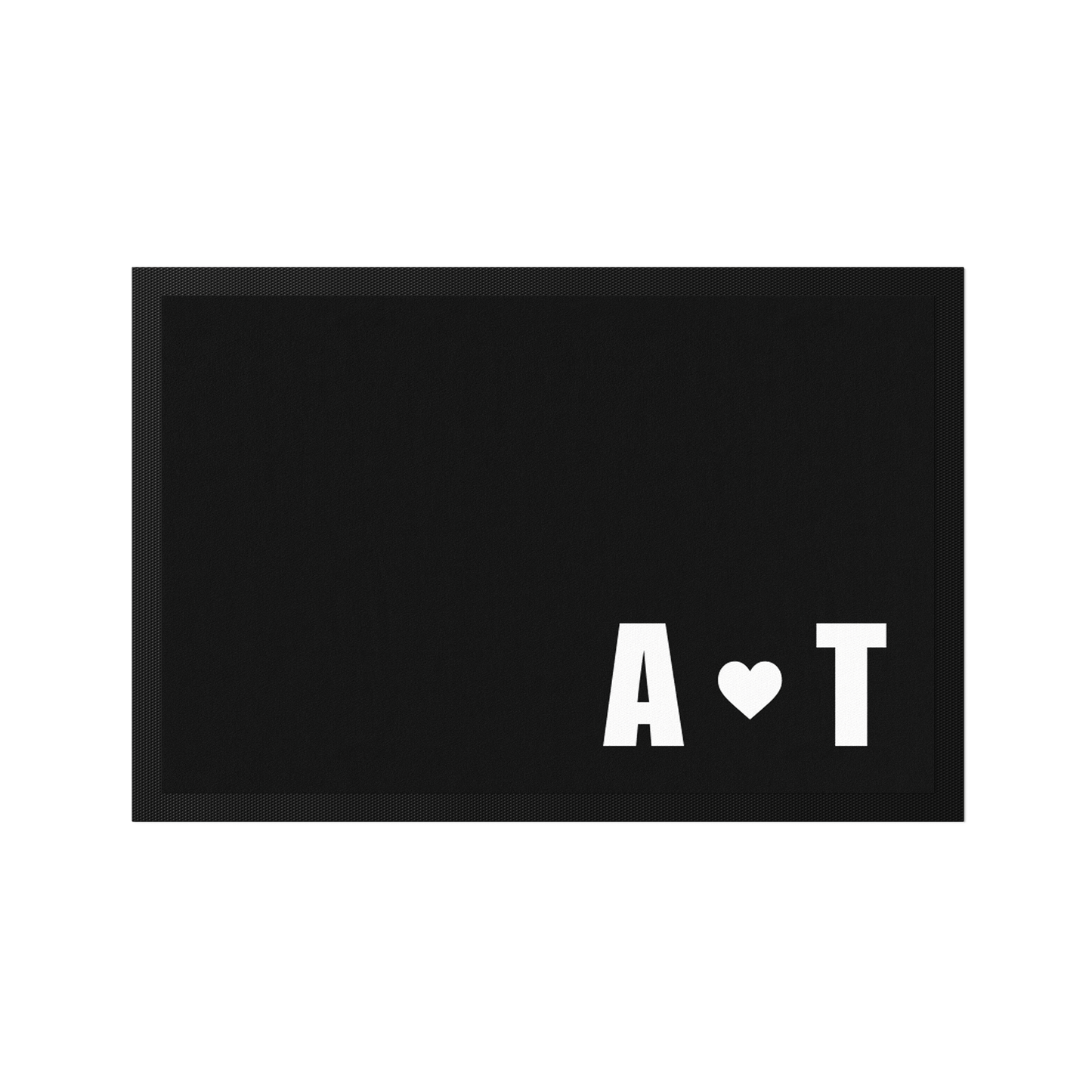 Stoff Fußmatte personalisierbar – Pärchen-Initialen mit Herz