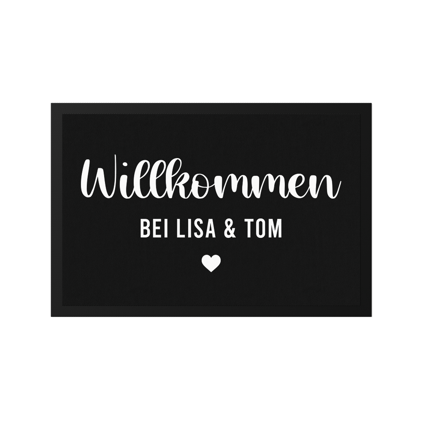 Stoff Fußmatte personalisierbar – Willkommen mit Pärchennamen und Herz