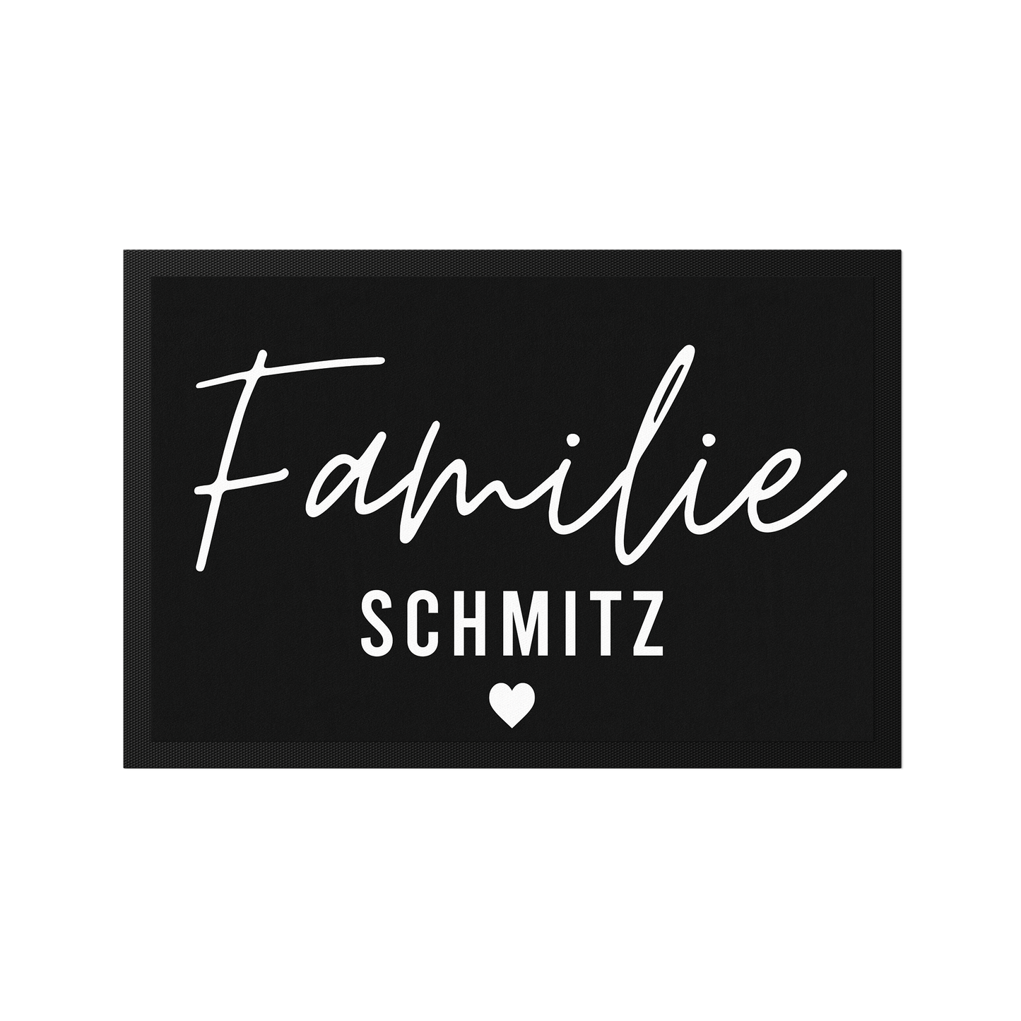 Stoff Fußmatte personalisierbar – Familie im modernen Stil mit Herz
