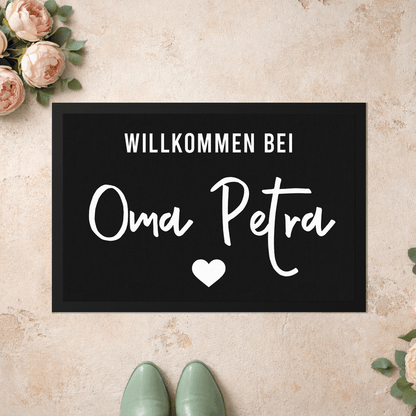 Stoff Fußmatte personalisierbar – Willkommen bei Oma mit Herz