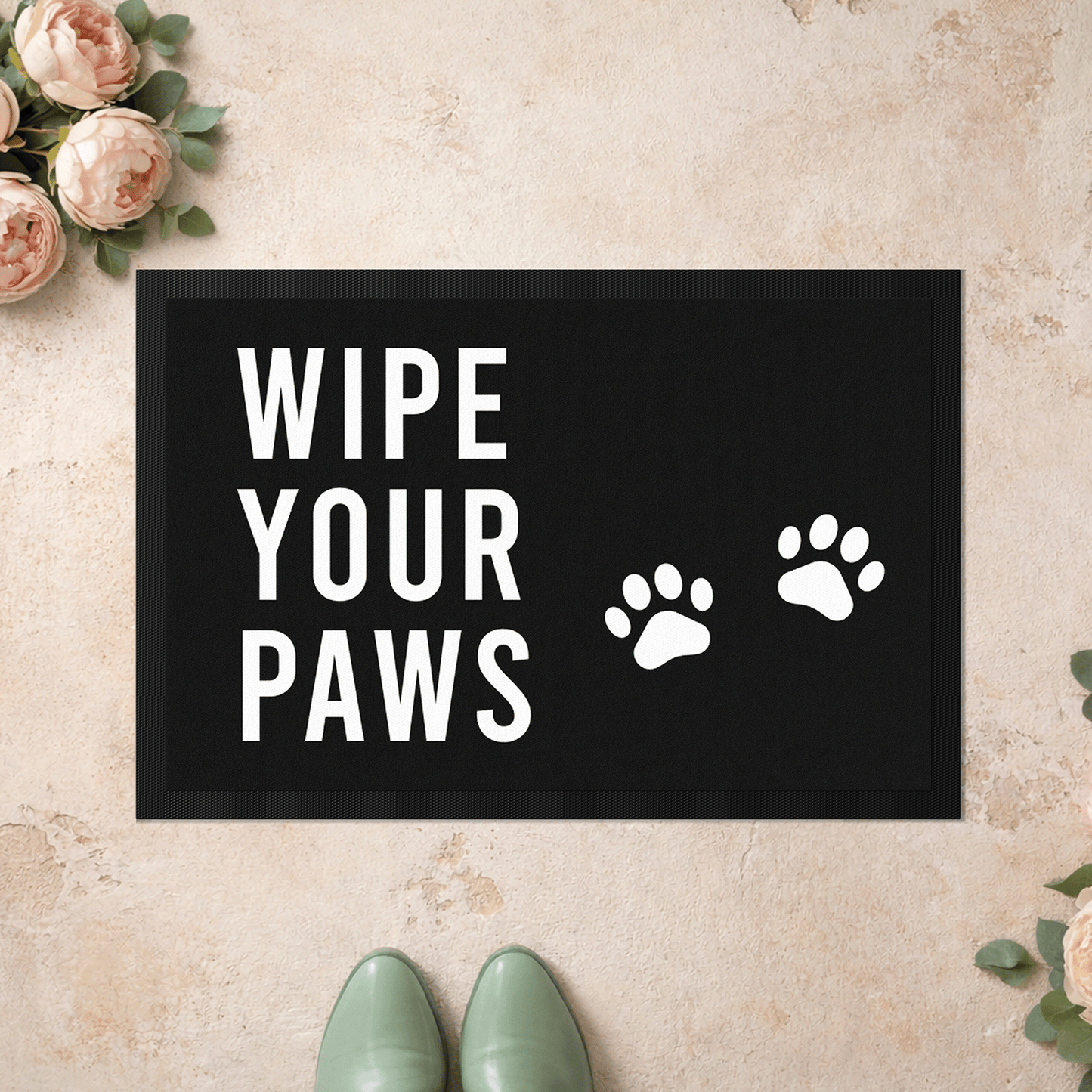 Stoff Fußmatte – „Wipe Your Paws“ mit Pfotenmotiv