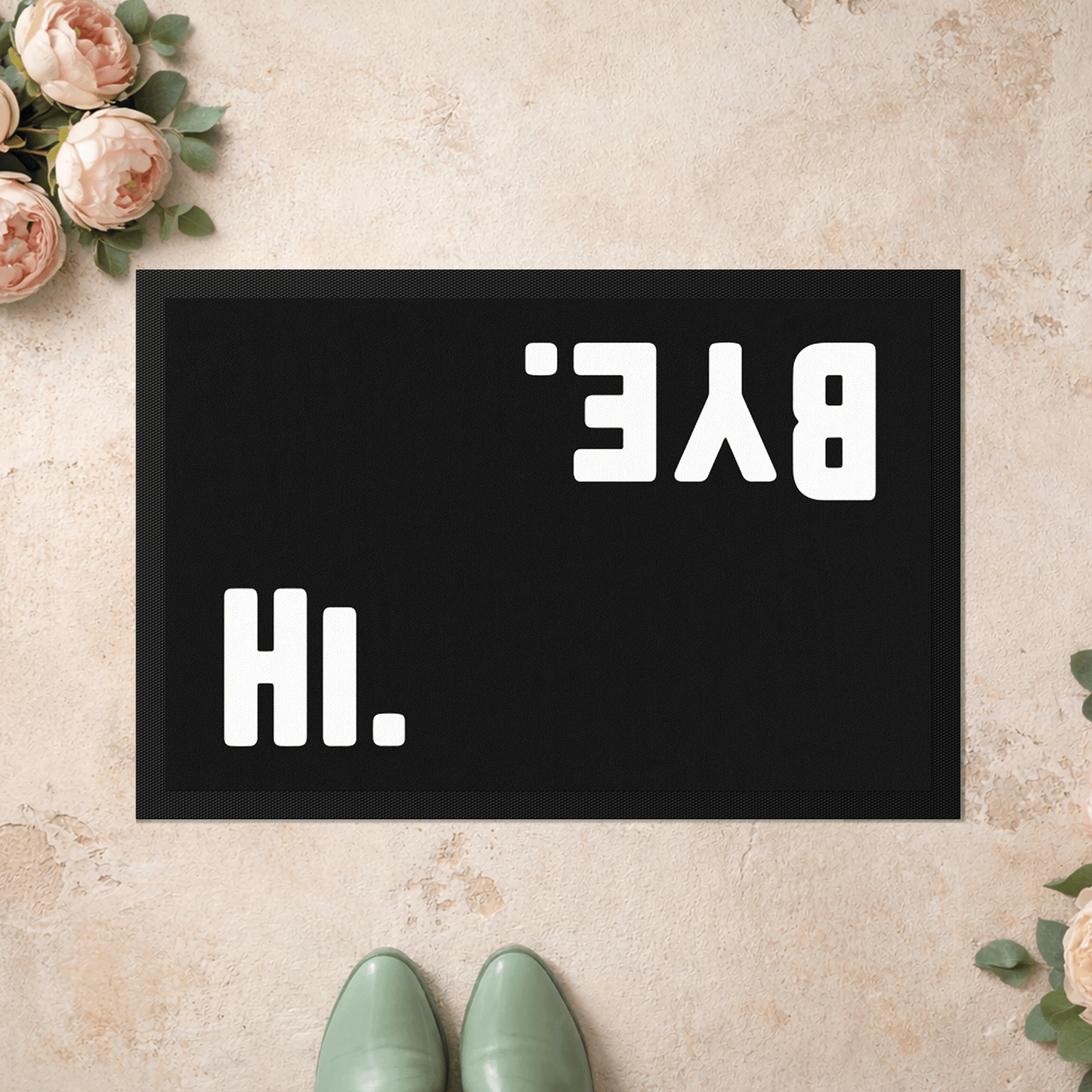 Stoff Fußmatte – „Hi. Bye.“ Kontrast-Design