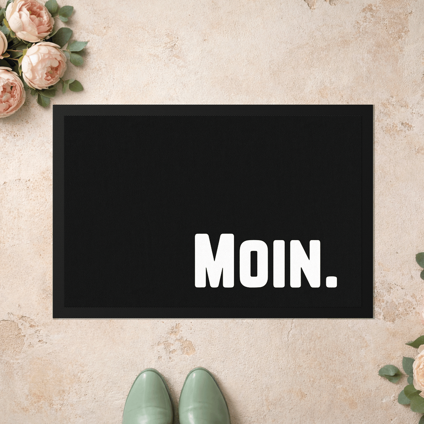 Stoff Fußmatte – „Moin.“ Minimalistisches Schriftzug-Design
