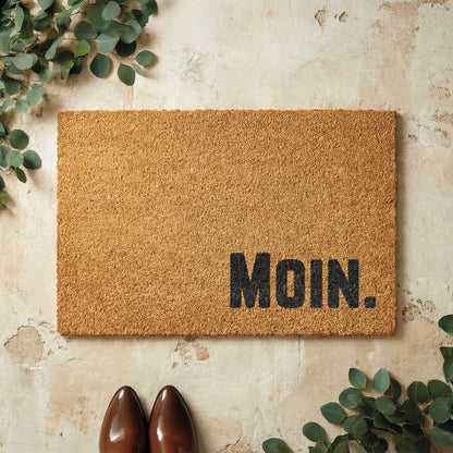 Fußmatte aus Kokos mit lustigem Spruch – „Moin"
