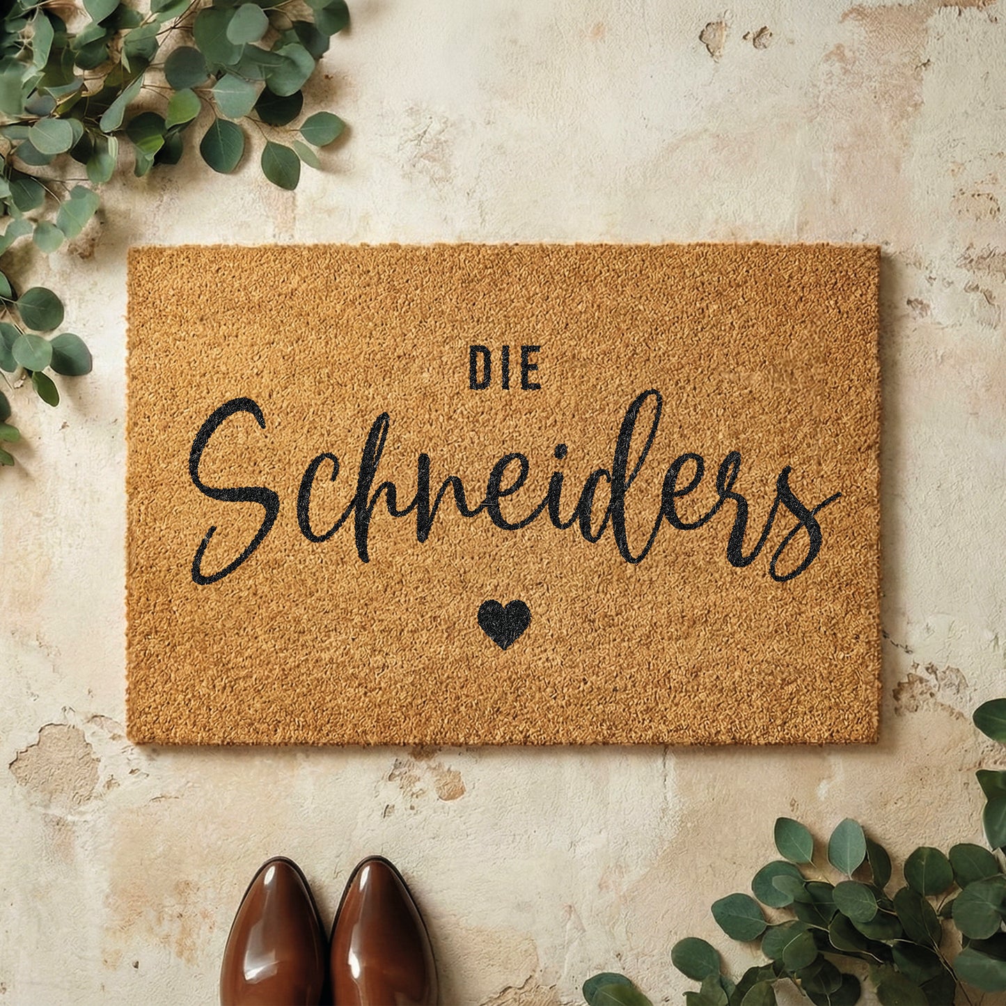 Fußmatte aus Kokos personalisierbar – Familienname handgeschrieben