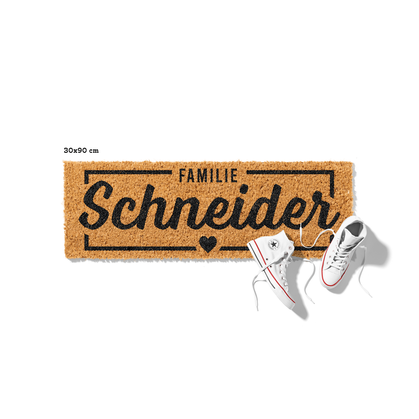 Fußmatte aus Kokos personalisierbar – Familienname im Rahmen