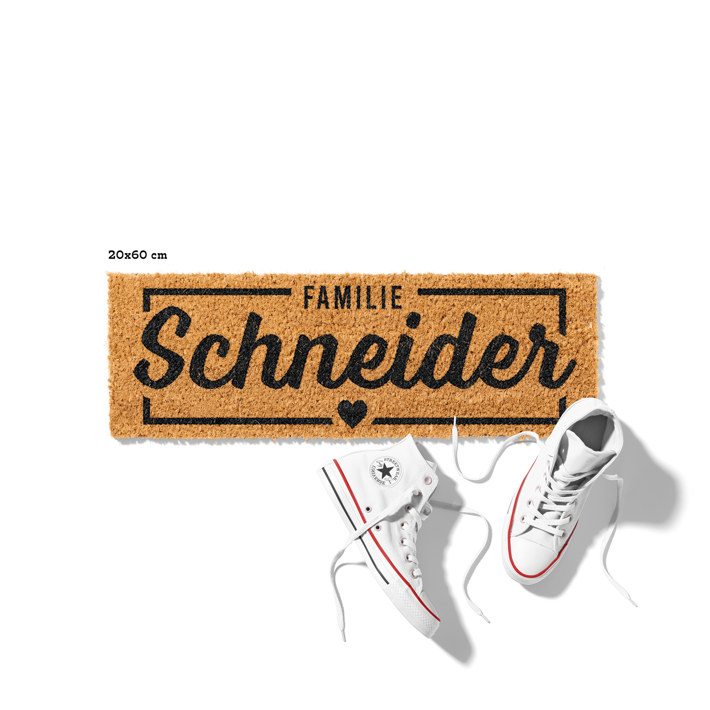 Fußmatte aus Kokos personalisierbar – Familienname im Rahmen