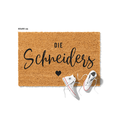Fußmatte aus Kokos personalisierbar – Familienname handgeschrieben