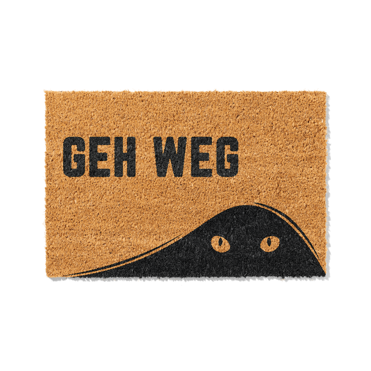 Fußmatte aus Kokos mit lustigem Spruch – Katzenmotiv „Geh weg"