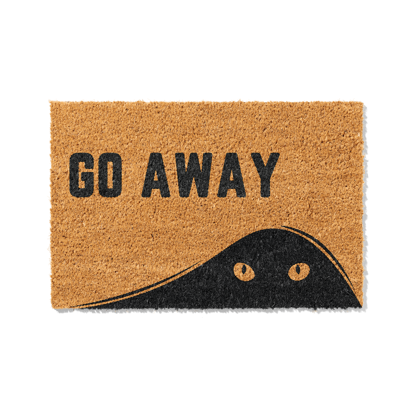 Fußmatte aus Kokos mit lustigem Spruch – Katzenmotiv „Go Away"