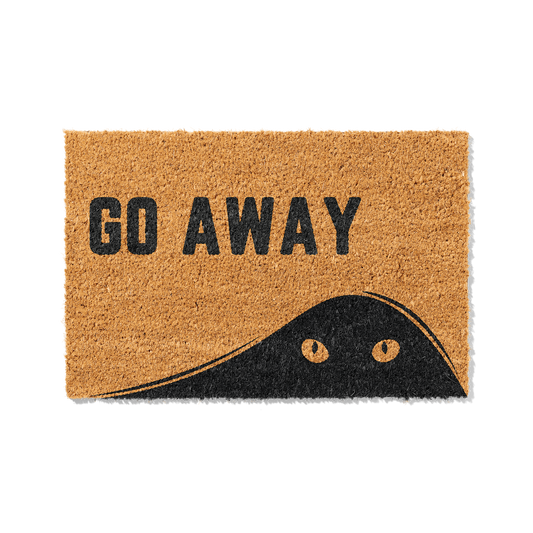 Fußmatte aus Kokos mit lustigem Spruch – Katzenmotiv „Go Away"