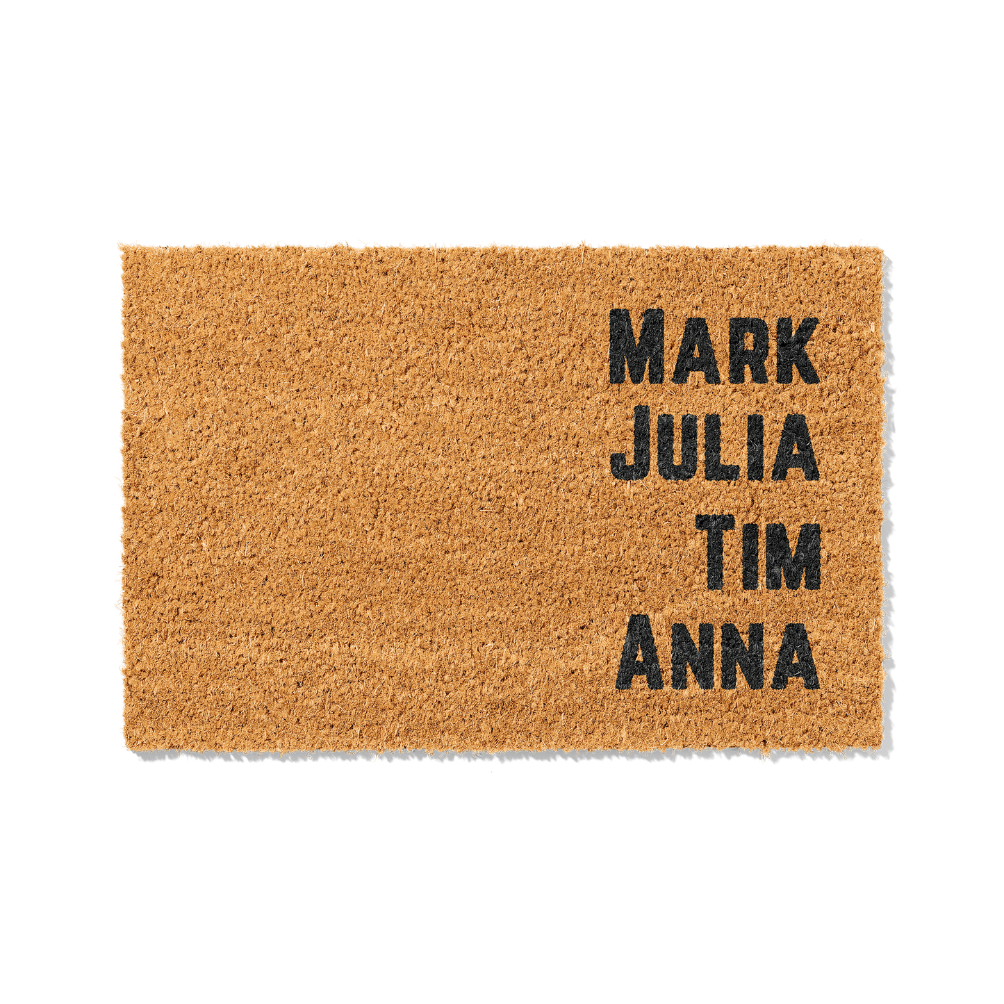 Fußmatte aus Kokos personalisierbar – WG-Namen im Blockdesign