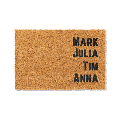 Fußmatte aus Kokos personalisierbar – WG-Namen im Blockdesign