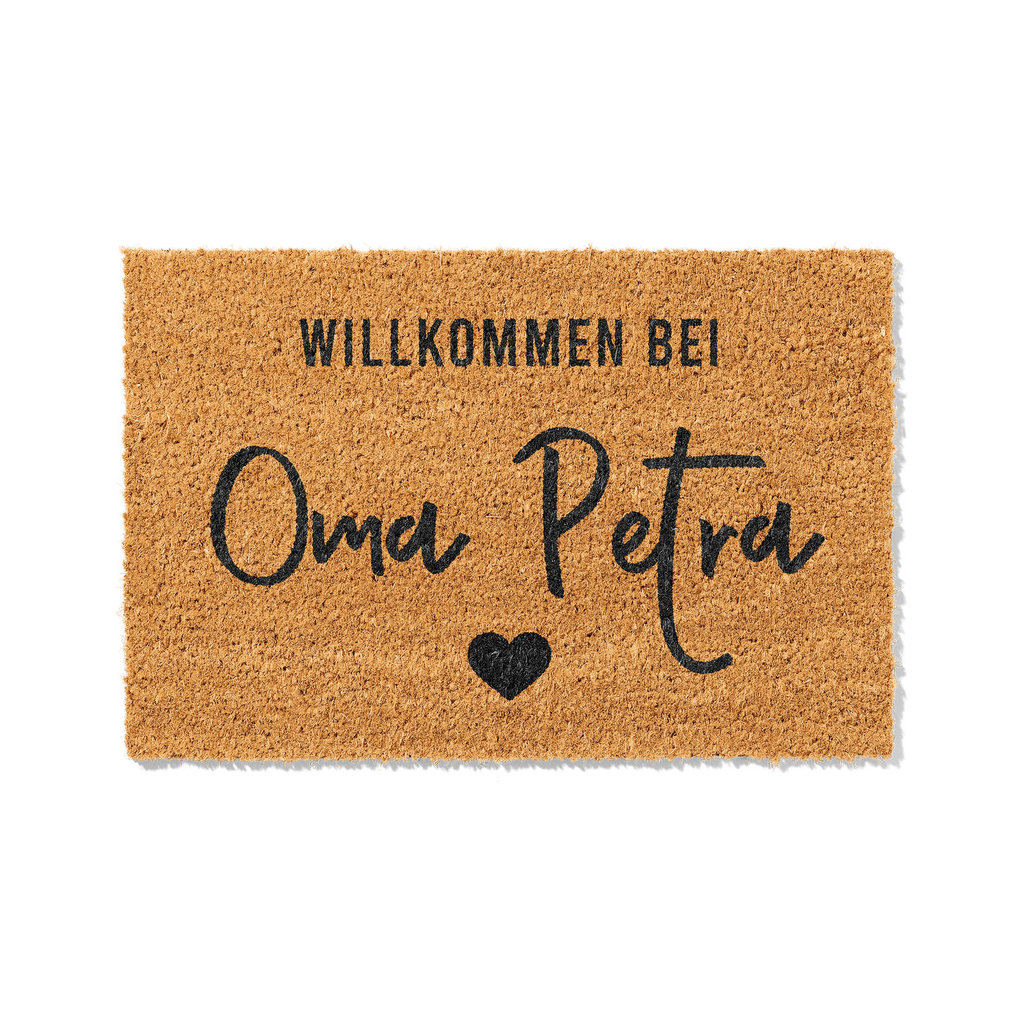 Fußmatte aus Kokos personalisierbar – Oma-Name Willkommen mit Herz