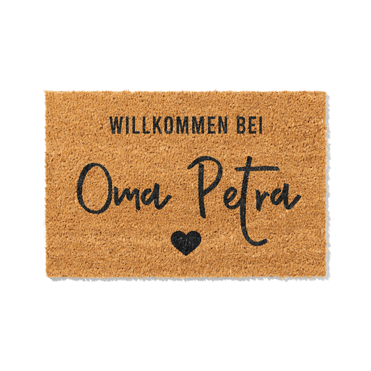 Personalisierbare Kokosmatte mit „Willkommen bei Oma“ – Fußmatte aus Kokos für den Eingangsbereich