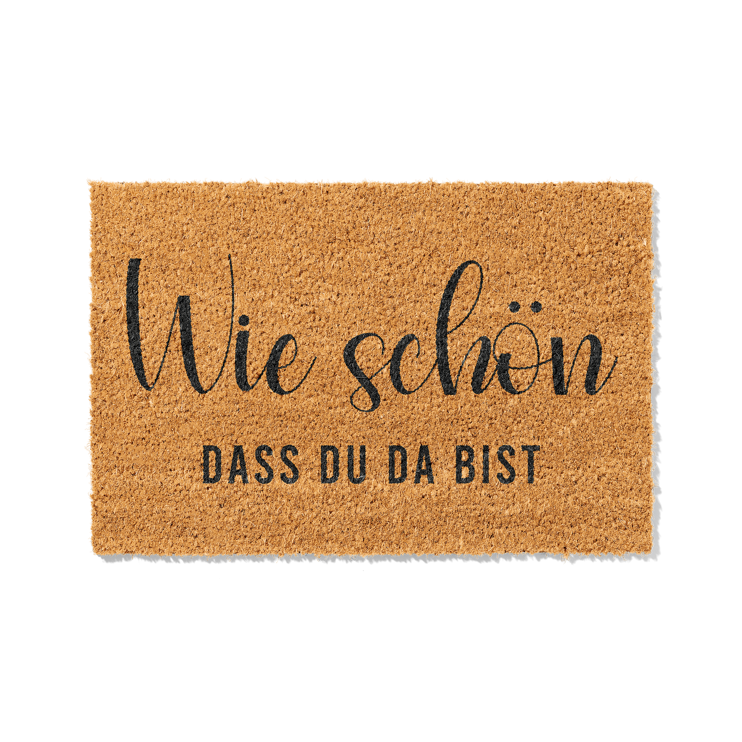 Fußmatte aus Kokos – Wie schön dass du da bist Schriftzug