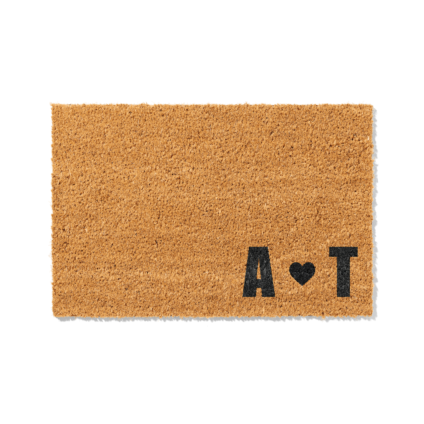 Fußmatte aus Kokos personalisierbar – Pärchen-Initialen Design mit Herz