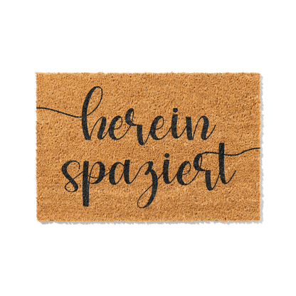 Fußmatte aus Kokos – Hereinspaziert Schriftzug-Design