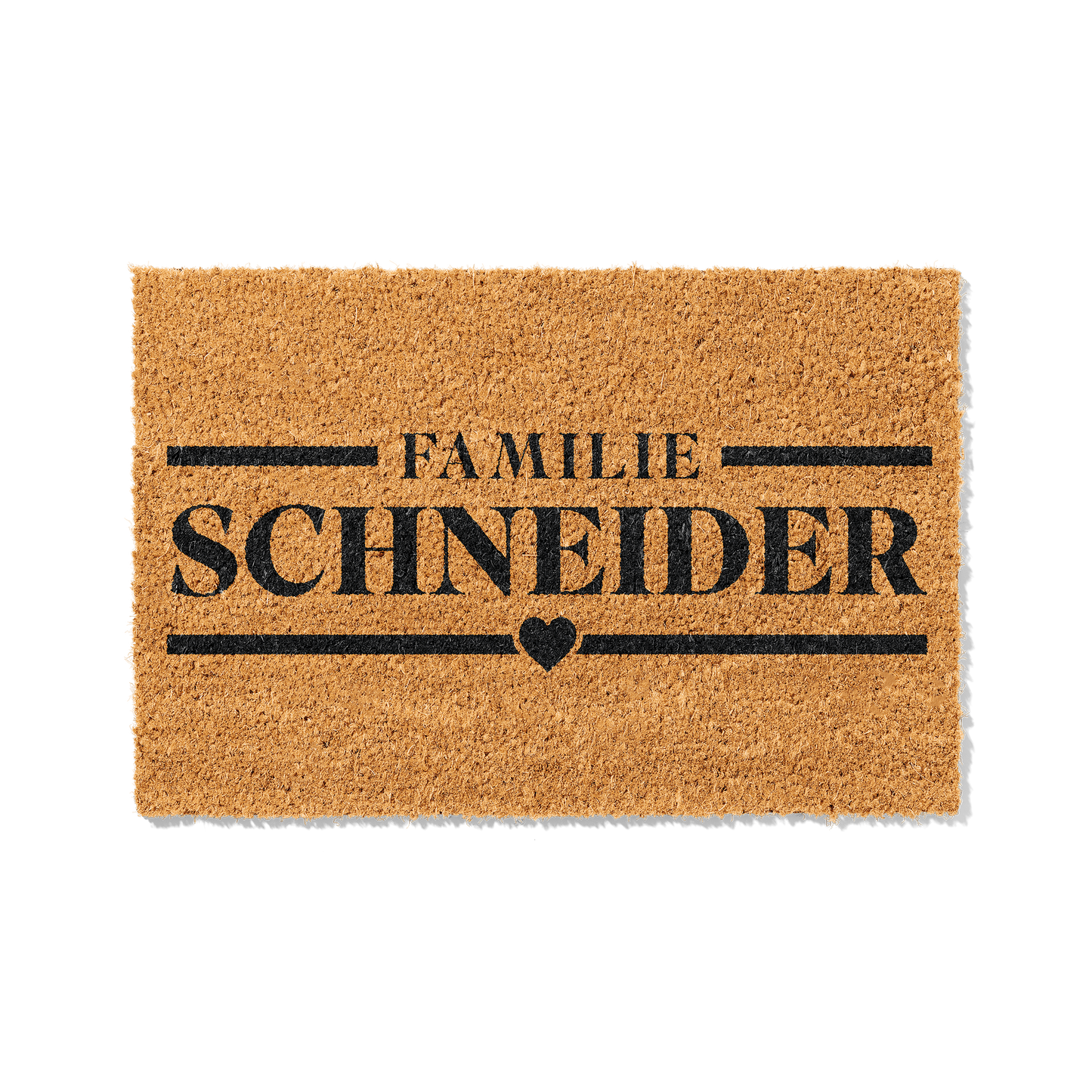 Fußmatte aus Kokos personalisierbar – Familienname Linien-Design