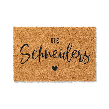 Fußmatte aus Kokos personalisierbar – Familienname handgeschrieben