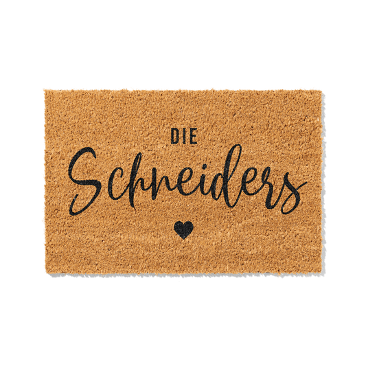 Fußmatte aus Kokos personalisierbar – Familienname handgeschrieben