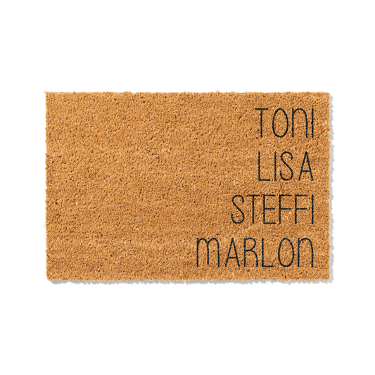 Fußmatte aus Kokos personalisierbar – WG-Namen im vertikalen Design