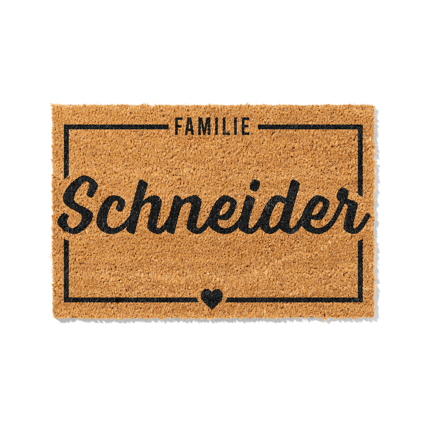Fußmatte aus Kokos personalisierbar – Familienname im Rahmen