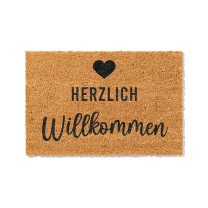 Fußmatte aus Kokos – Herzlich Willkommen mit Herz